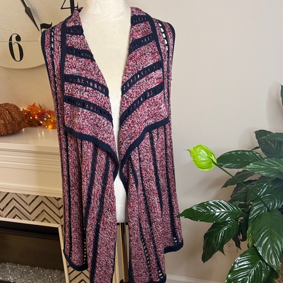 Lucky Brand Sweaters - Lucky Brand Red and Navy Blue Striped Cardigan